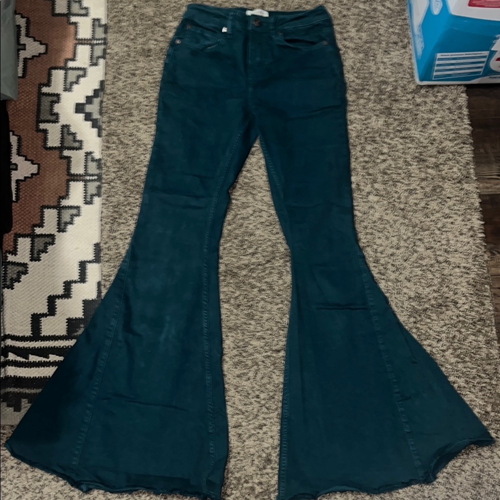 Sheyanne Teal Flared Jeans
